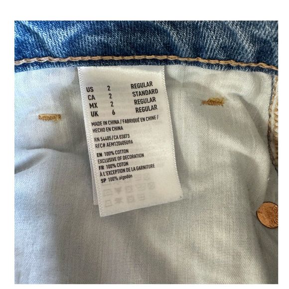 American Eagle Jeans Womens 2 Blue Distressed Button Fly Mid Rise Basic Classic - Picture 9 of 16